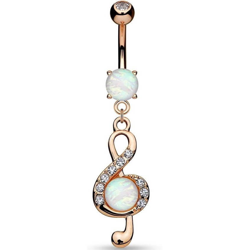 Belly Button Piercing Clef dangle Opal