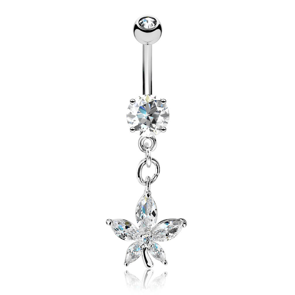 Belly Button Piercing Flower dangle Zirconia