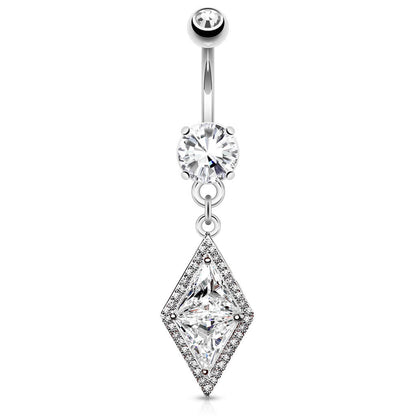 Belly Button Piercing Diamond shape dangle Zirconia