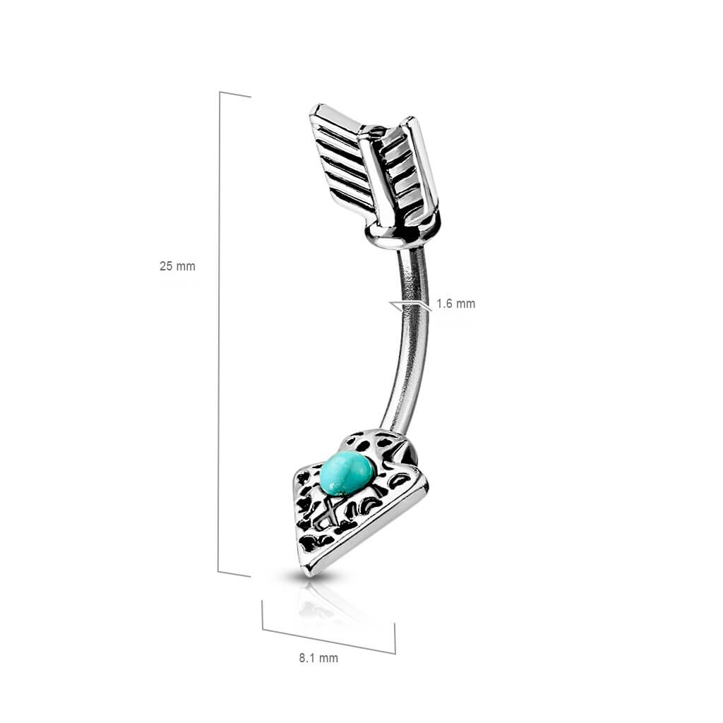 Piercing Nombril Flèche Turquoise Argent