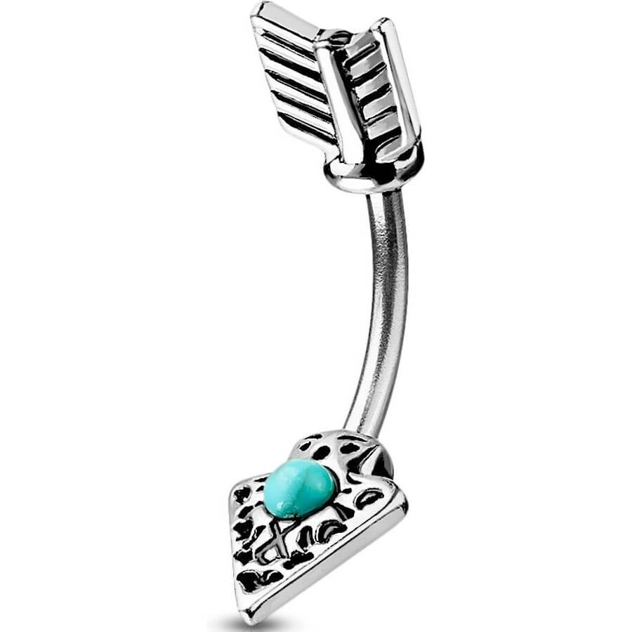 Piercing Nombril Flèche Turquoise Argent