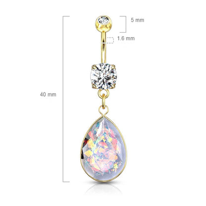 Belly Button Piercing Rainbow dangle Opal