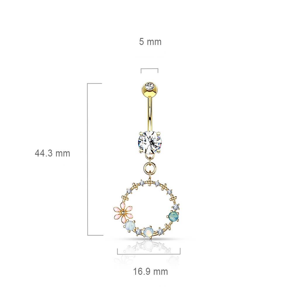 Bauchnabelpiercing Blumenkranz beweglich Zirkonia