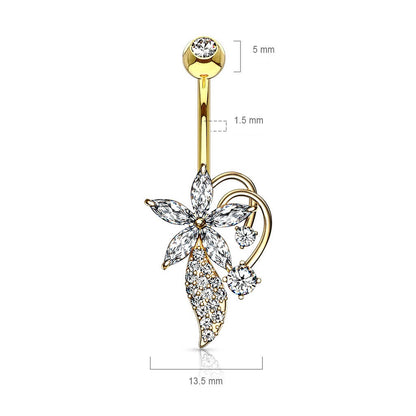 Piercing Nombril Fleur Zircone