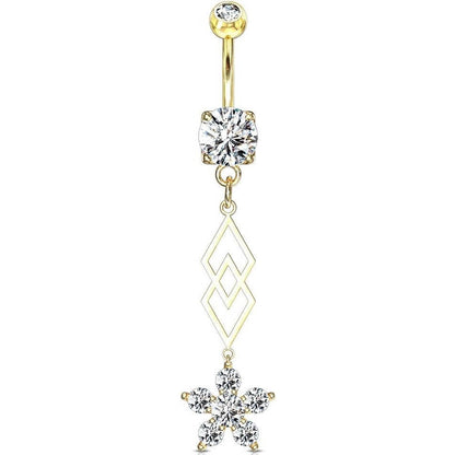 Piercing Nombril Pendentif Fleur  Zircone