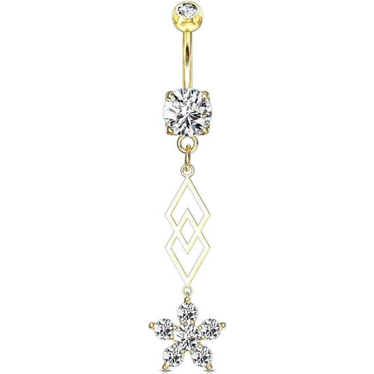 Piercing Nombril Pendentif Fleur  Zircone