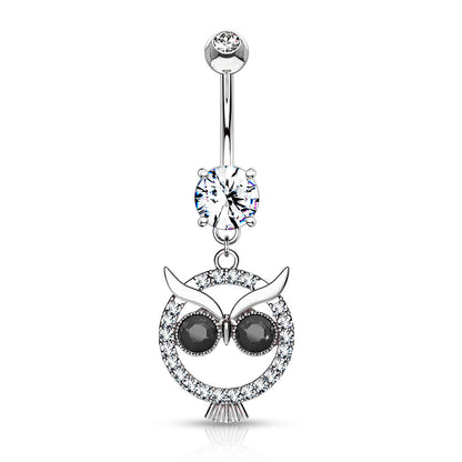 Piercing Nombril Pendentif Hibou Zircone