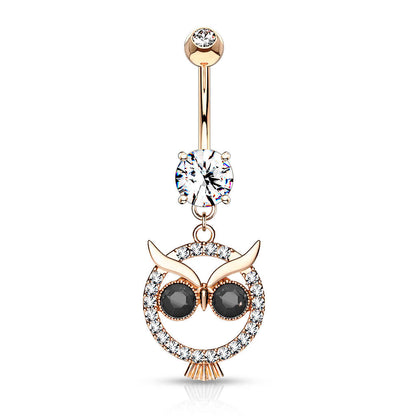 Belly Button Piercing Owl dangle Zirconia