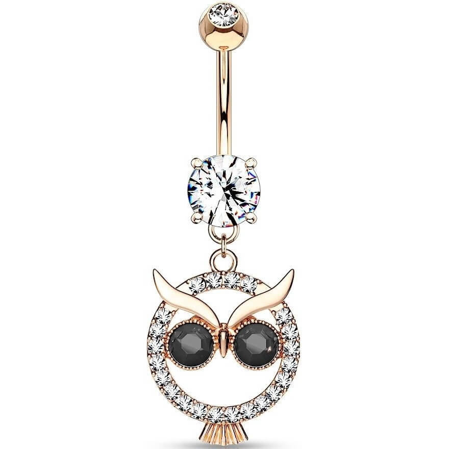 Belly Button Piercing Owl dangle Zirconia