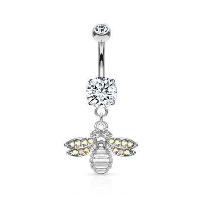 Piercing Nombril Pendentif Abeille Zircone