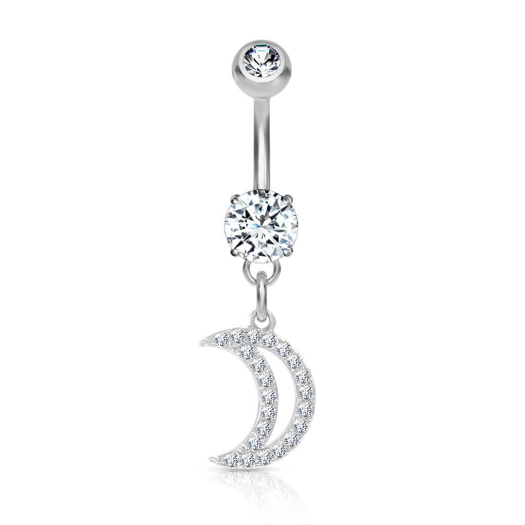 Belly Button Piercing Moon dangle Zirconia