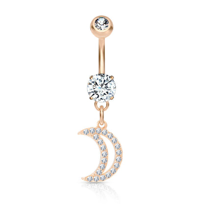 Piercing Nombril Pendentif Lune Zircone