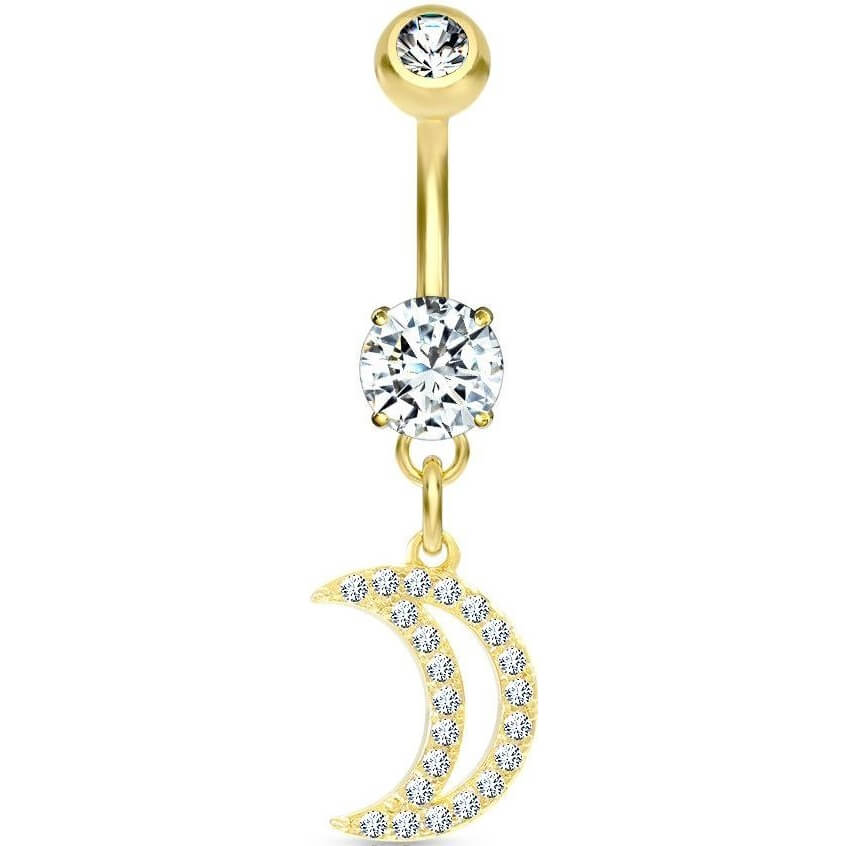 Piercing Nombril Pendentif Lune Zircone