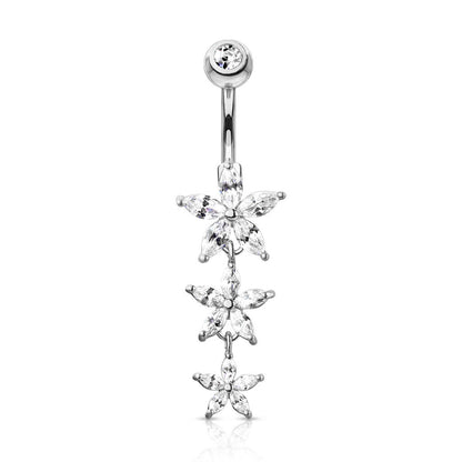 Piercing Nombril Pendentif Fleur Zircone