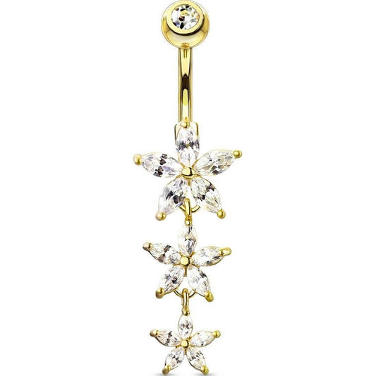 Belly Button Piercing dangle Flower Zirconia