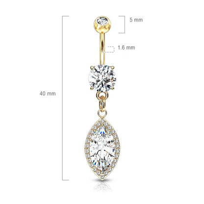 Belly Button Piercing Oval dangle Zirconia