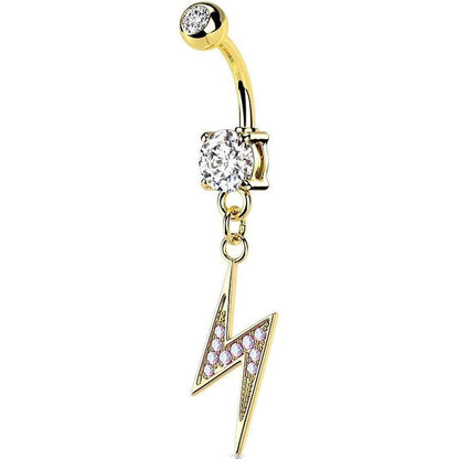 Belly Button Piercing Lightning Bolt dangle cubic Zirconia