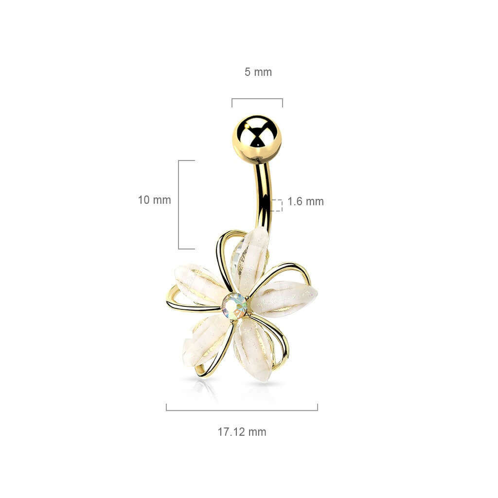 Belly Button Piercing Flower Zirconia