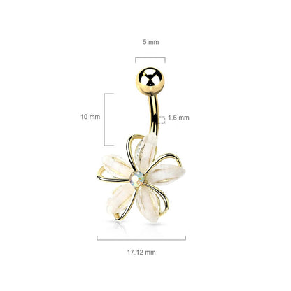 Belly Button Piercing Flower Zirconia