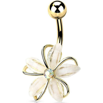 Piercing Nombril Fleur Zircone