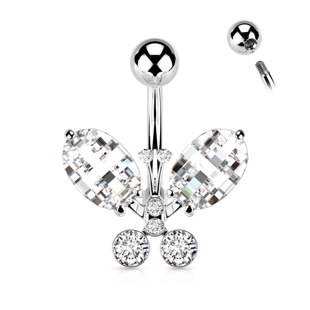 Belly Button Piercing Butterfly Zirconia