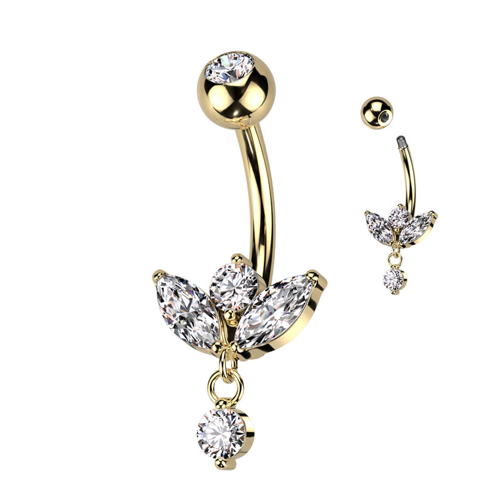 Belly Button Piercing Marquise Cut dangle cubic Zirconia