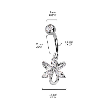 Bauchnabelpiercing Blume Zirkonia