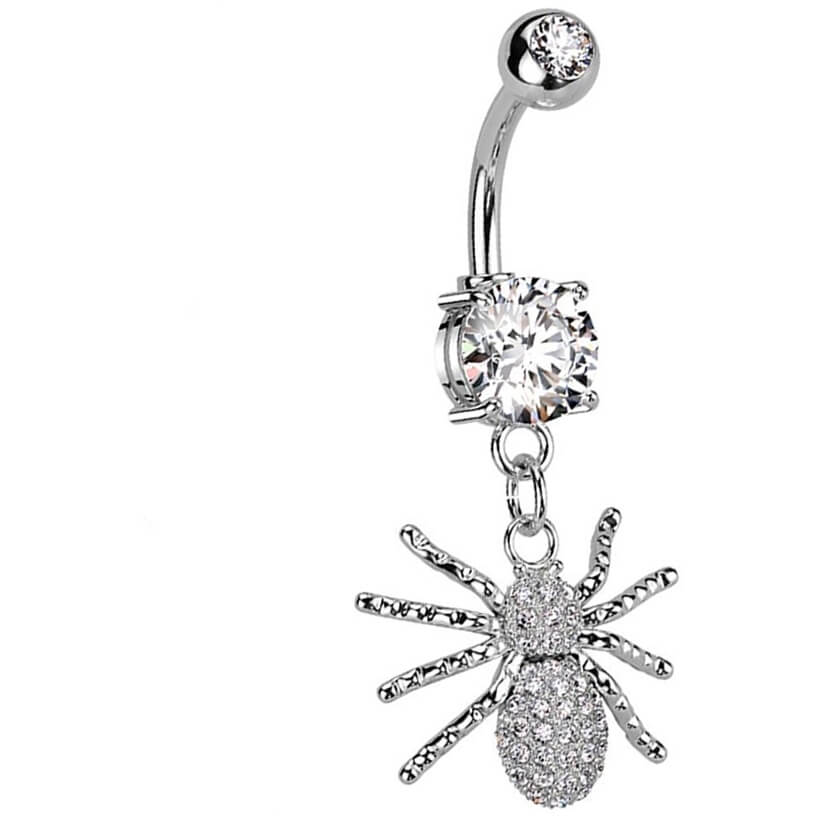 Belly Button Piercing Spider dangle Zirconia