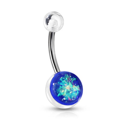 Belly Button Piercing Opal Silver