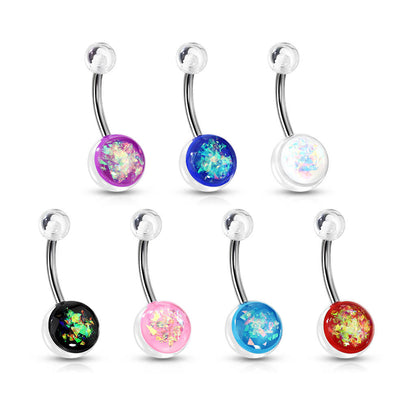 Belly Button Piercing Opal Silver