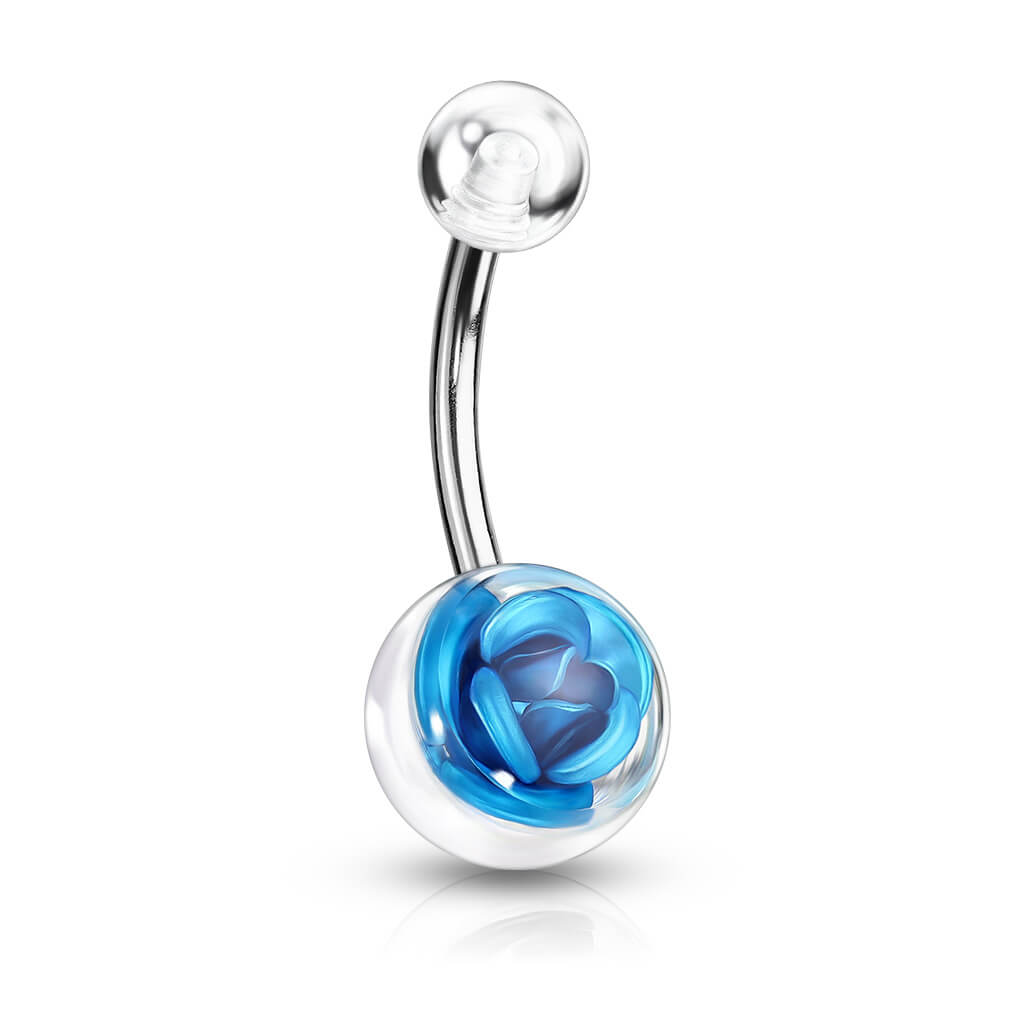 Belly Button Piercing Acrylic Ball Rose Silver