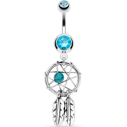 Belly Button Piercing Dream Catcher Silver