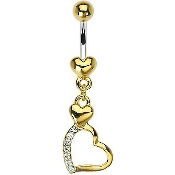 Piercing Nombril Pendentif Coeur Zircone Or