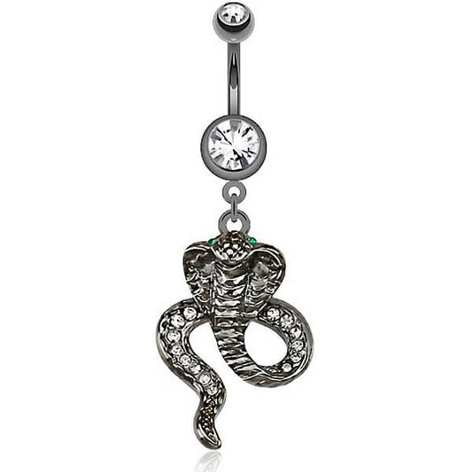 Piercing Nombril Pendentif Cobra Zircone Argent