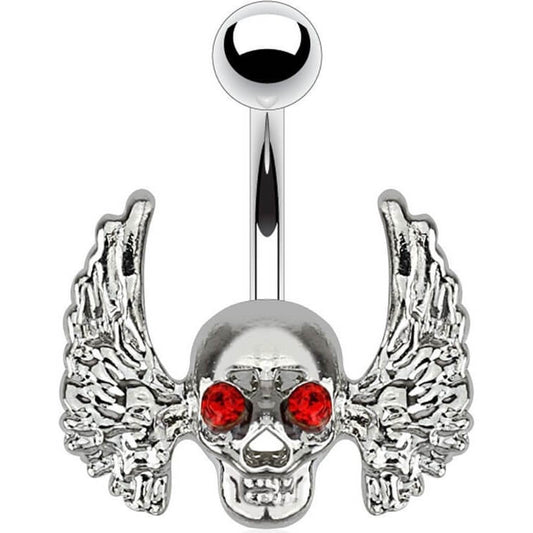 Belly Button Piercing Skull Zirconia Silver