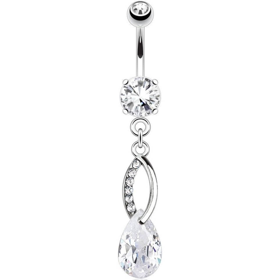 Belly Button Piercing Drop dangle Zirconia Silver