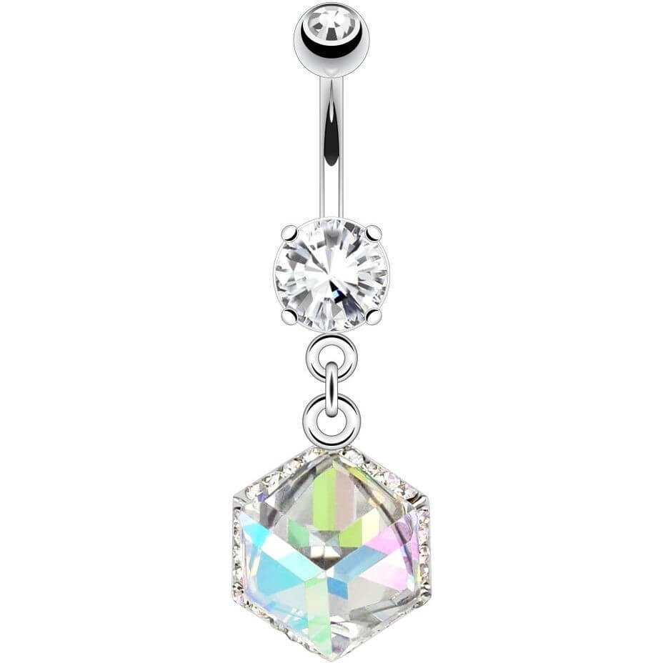 Piercing Nombril Pendentif Cube Zircone