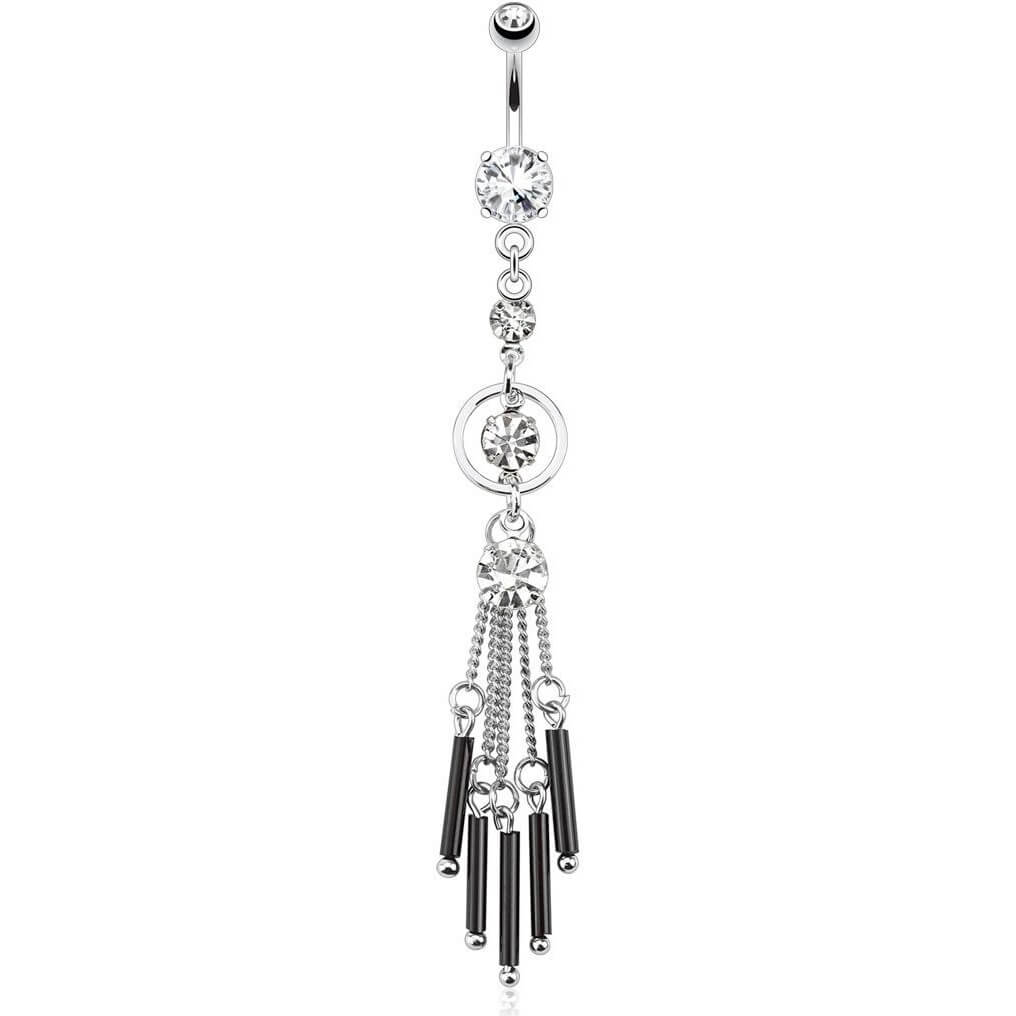 Piercing Nombril Pendentif Chandelier Zircone Argent