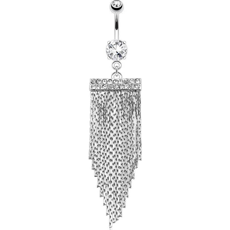 Piercing Nombril Pendentif Chandelier Zircone Argent