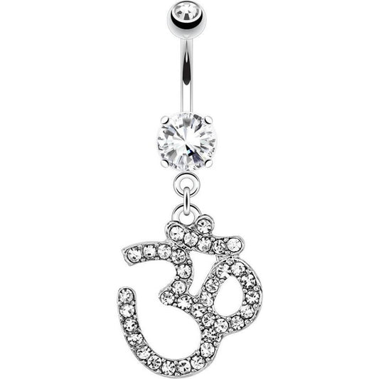 Piercing Nombril Pendentif Om Zircone Argent