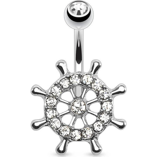 Piercing Nombril Roue De Bateau Zircone Silver