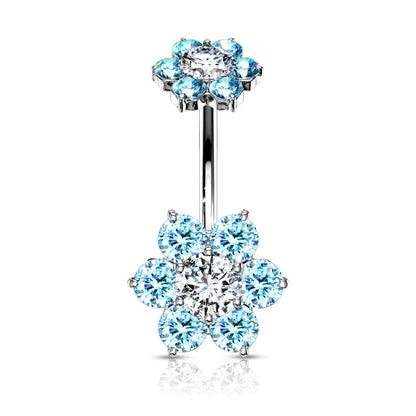 Belly Button Piercing Flower Zirconia Internally Threaded