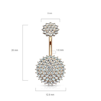 Piercing Ombelico Sfera di zirconi Filettatura Interna