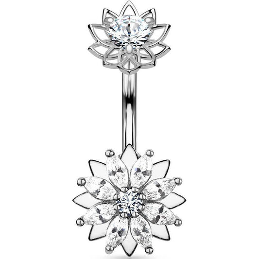 Bauchnabelpiercing Blume Zirkonia Innengewinde