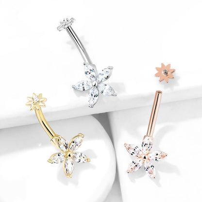 Bauchnabelpiercing Blume Zirkonia Innengewinde