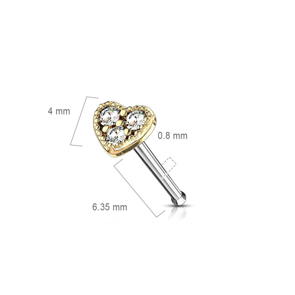 Nose Stud Heart Zirconia