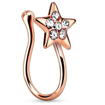 Fake Nose Piercing Star Zirconia Bendable