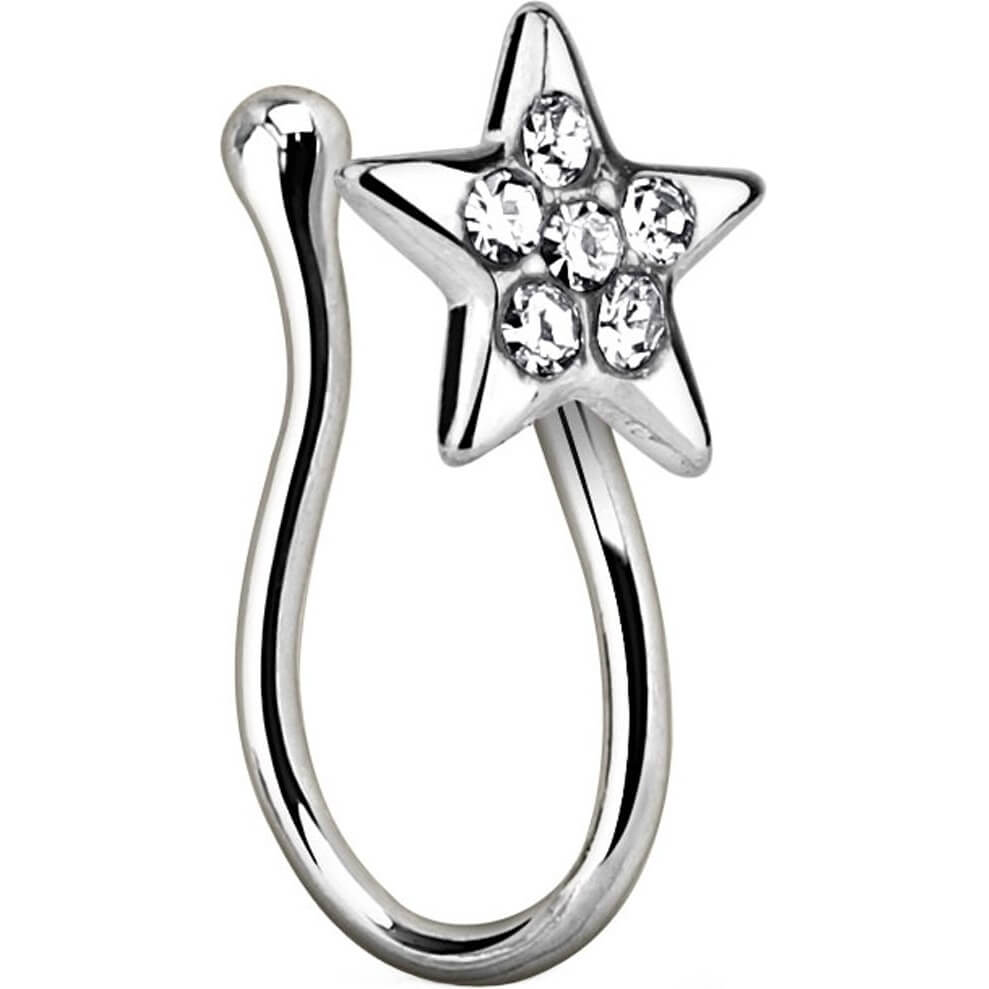 Fake Nose Piercing Star Zirconia Bendable