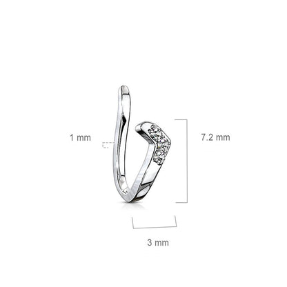 Faux Piercing au nez Ligne en argent zircone Pliable