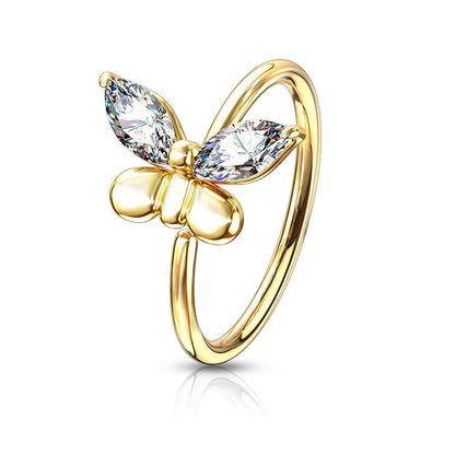 Anillo Circonita mariposa Oro Flexible